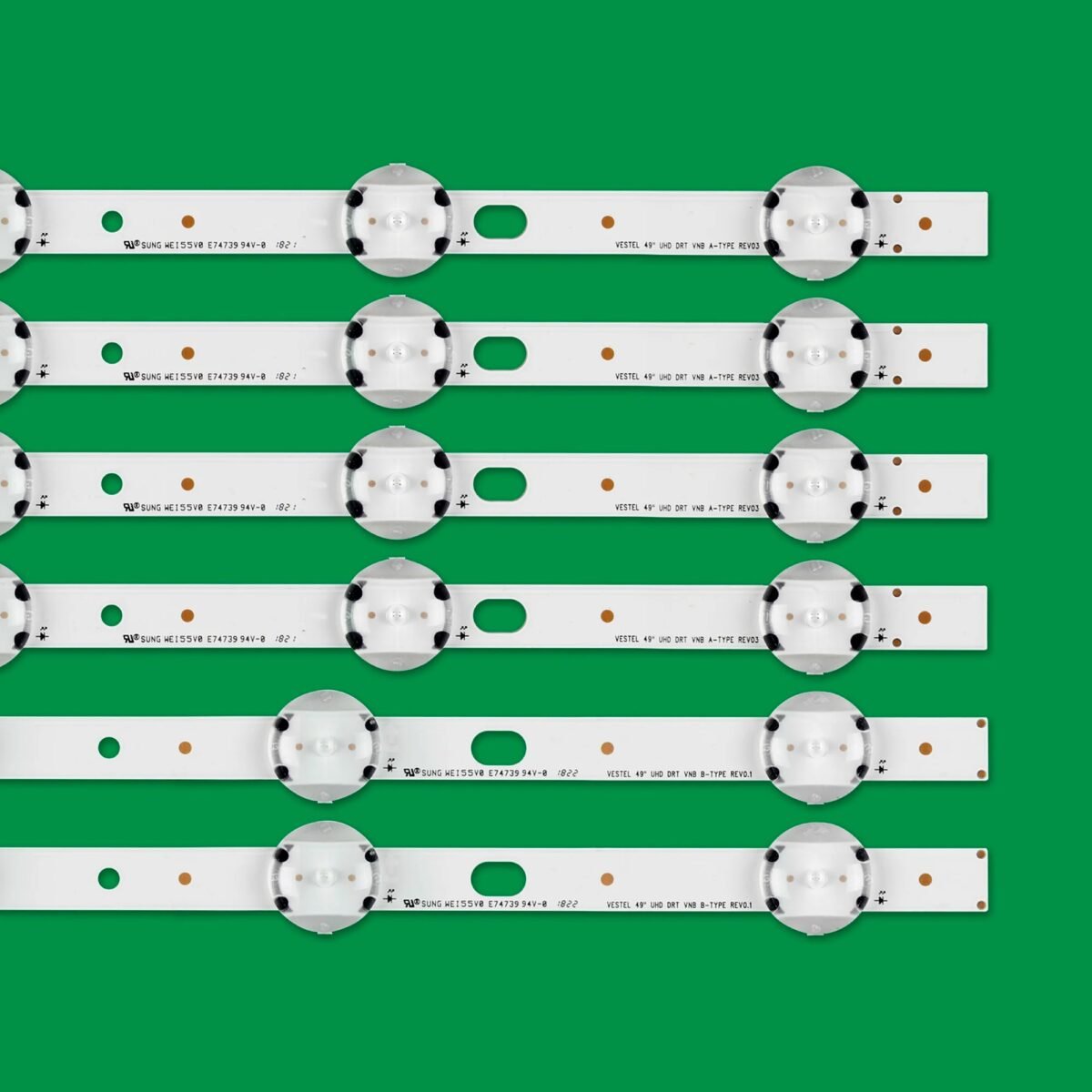 KIT TIRAS DE LED para 49U5766DB 49U6763DB 49A06USB VES490QNDL-2D-U11 N12 VES490QNDS 490 DRT VNB A TIPO B SVV490A59A B - Imagen 4